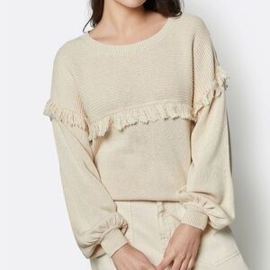 Joie Angelia Cotton Cashmere Sweater Beige Cream Size M NWOT
